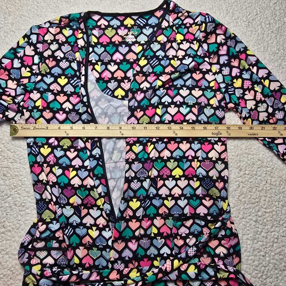 Kate Spade New York Spade Heart Print Robe Black Multi KS42153 Womens XS/S NWT - Picture 6 of 9